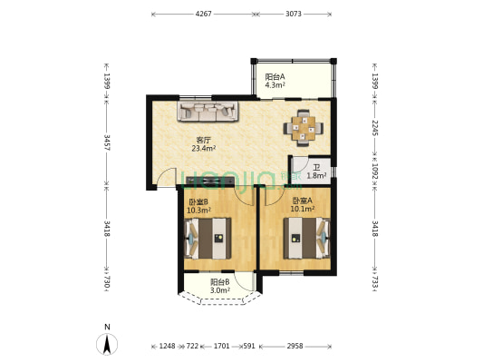 玉成街21号 2室1厅1卫 62平方