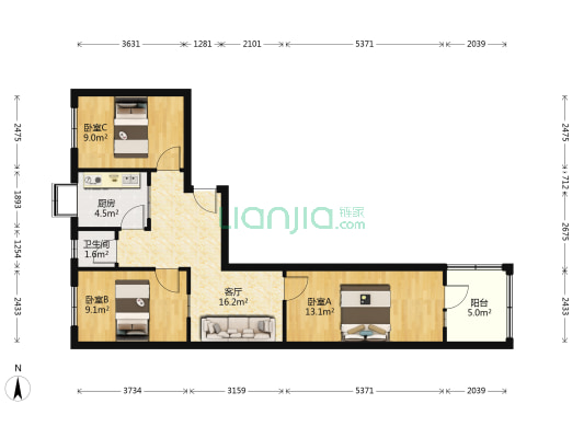 经五路182号 3室1厅1卫 67平方