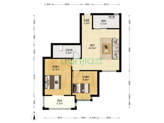 乐园公寓二期 2室1厅1卫 92平方