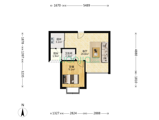 碧海庭 1室1厅1卫 50平方