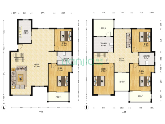 南庭嘉园 5室2厅3卫 228平方