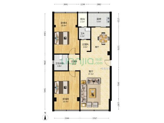 国家电网甘肃省培训中心福利家属院 2室1厅2卫 77平方