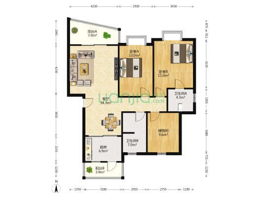 广西一建第二生活区 2室1厅2卫 101平方