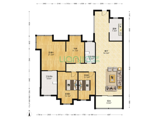 金宏帝景 4室1厅2卫 163平方