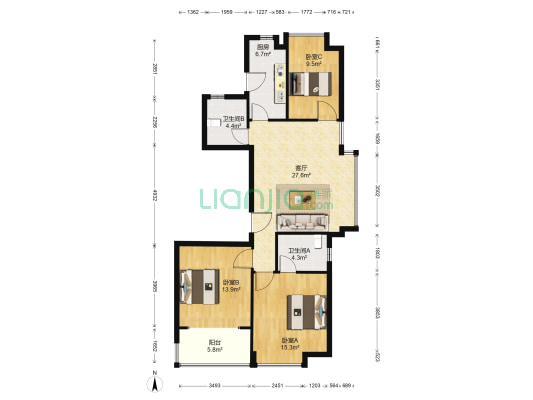 置地皖江四季 3室1厅2卫 120平方