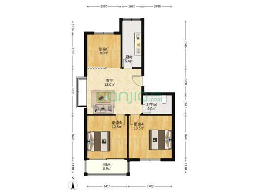 瑞丰馨苑 3室1厅1卫 86平方