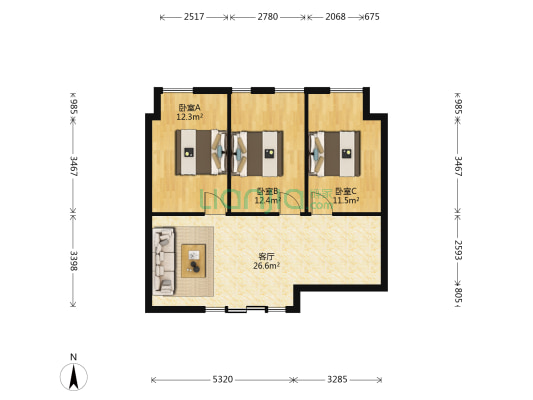 铭诚摩根 3室1厅0卫 97平方