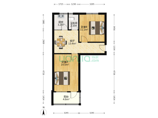文二路43号 2室1厅1卫 60平方