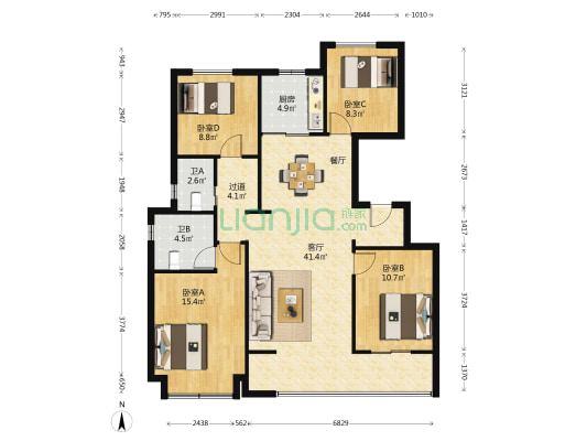 和宁府 4室1厅2卫 124平方