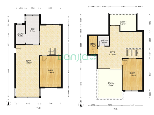 弘信家园 2室2厅2卫 144平方