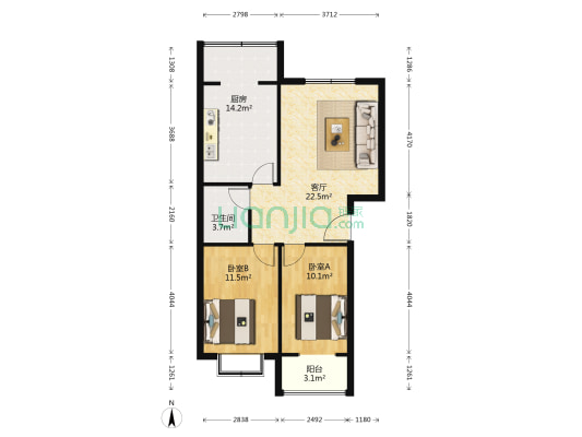 金盛花苑一期 2室1厅1卫 83平方