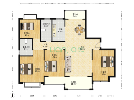 华珊豪庭 4室1厅2卫 160平方