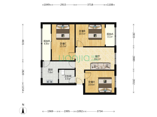 农业局家属院 3室1厅1卫 87平方
