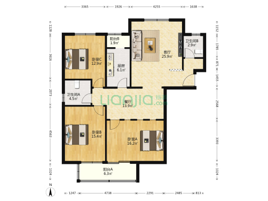 成寿寺路25号院 3室2厅2卫 137平方