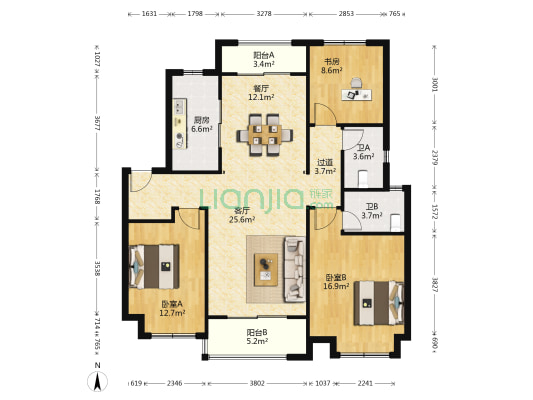 一品滨江湾东区 3室2厅2卫 120平方