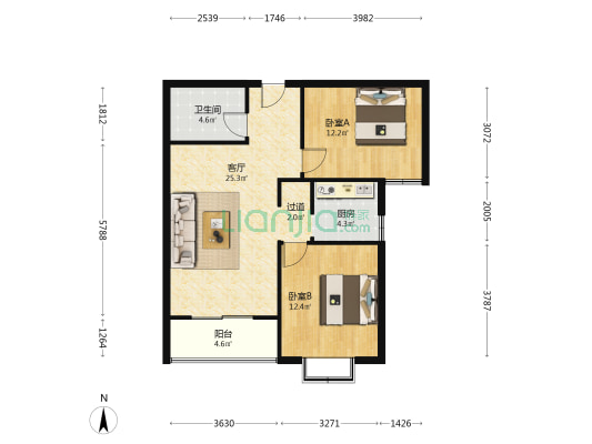 九院住宅小区三期 2室1厅1卫 90平方