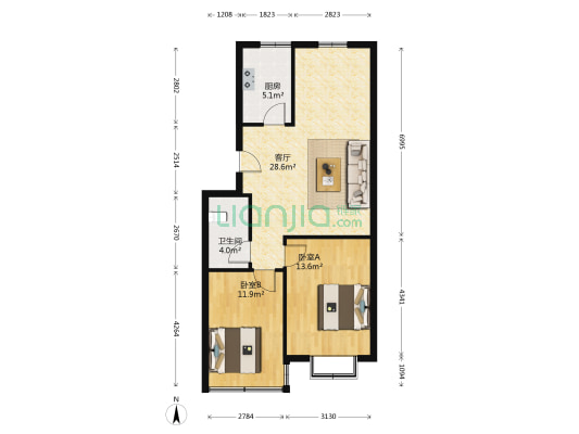 北城唐街映象 2室1厅1卫 140平方