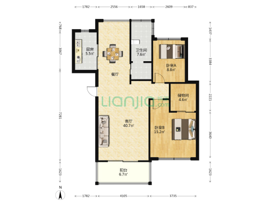 阅城景苑 2室1厅1卫 104平方