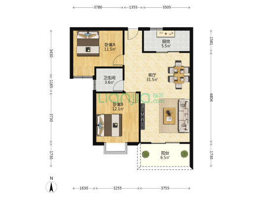 怡景东苑 2室1厅1卫 93平方