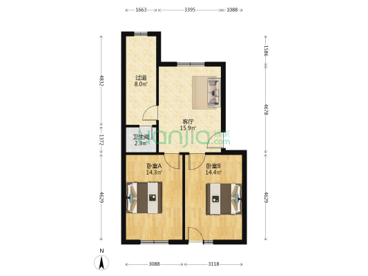 西交路 2室1厅1卫 67平方