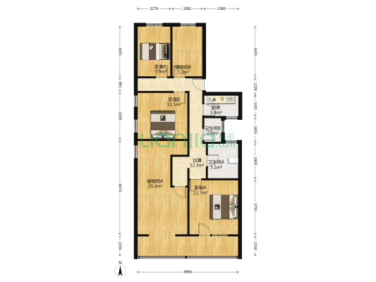 惠桥小区 3室0厅2卫 111平方