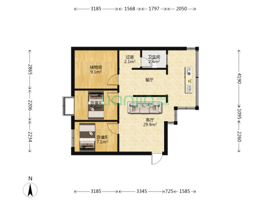 新迎小区七组团 2室1厅1卫 63平方