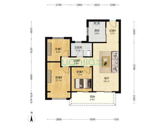 碧桂园天悦湾 3室1厅1卫 89平方