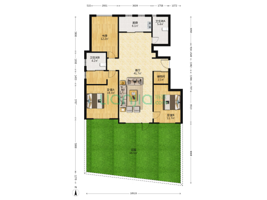 融创城融翰园 3室1厅2卫 131平方