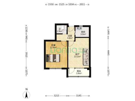 淞南新村 1室1厅1卫 47平方