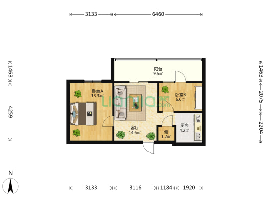 五一路电影院宿舍 2室1厅0卫 52平方