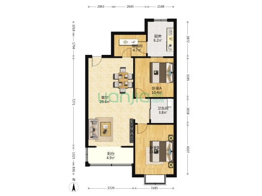 中环星座 2室1厅1卫 99平方