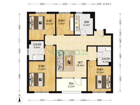 金辉优步学府 4室1厅2卫 118平方