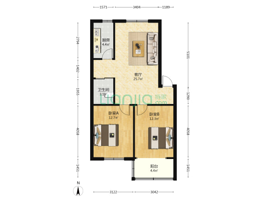 马矿新村 2室1厅1卫 77平方