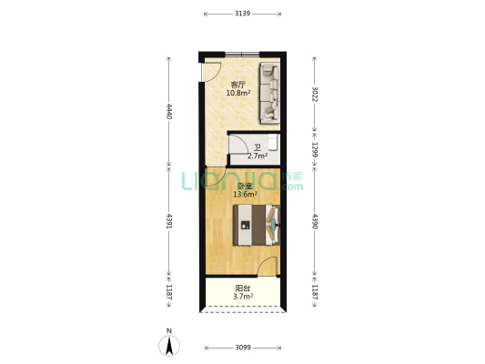 翠微新村东区 1室1厅1卫 38平方