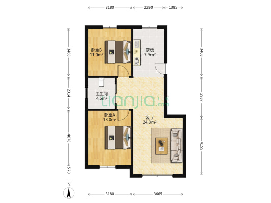 上城碧水华庭 2室1厅1卫 86平方