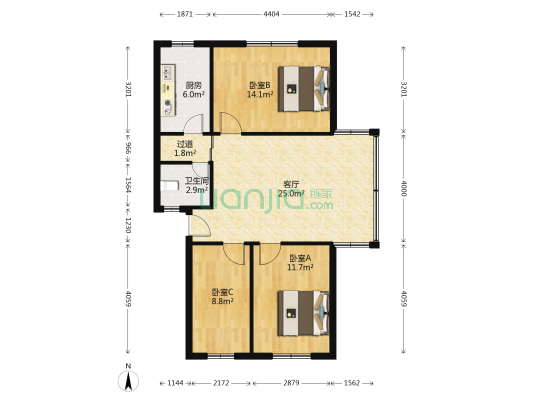 冶金106街坊 3室1厅1卫 85平方