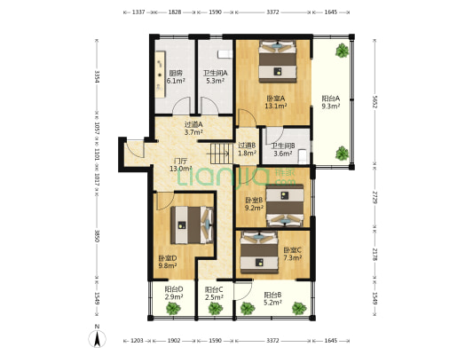 南河居(武侯) 4室0厅2卫 122平方