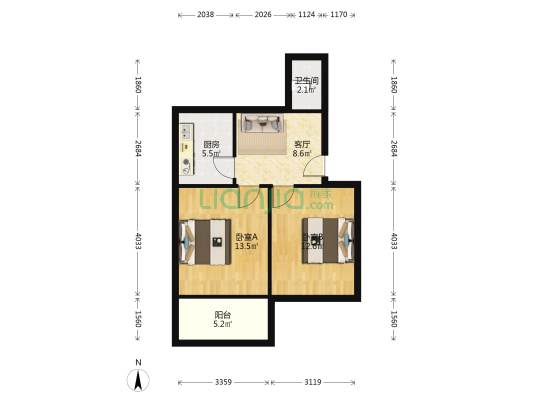 省农业银行雨花路大院 2室1厅1卫 57平方