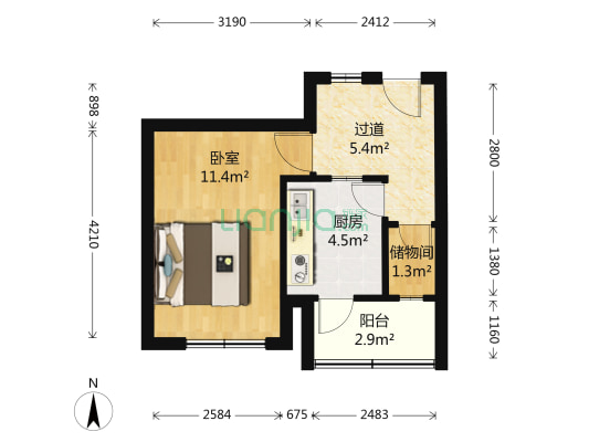 省建筑设计院宿舍 1室0厅0卫 34平方