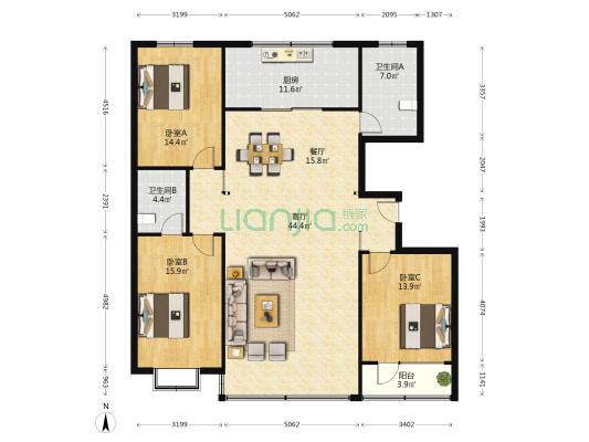 交通局家属院(昌乐县) 3室2厅2卫 175平方