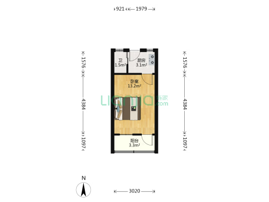 淮河路445号 1室0厅1卫 25平方