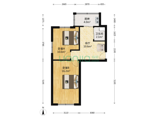 桃北小区 2室1厅1卫 54平方
