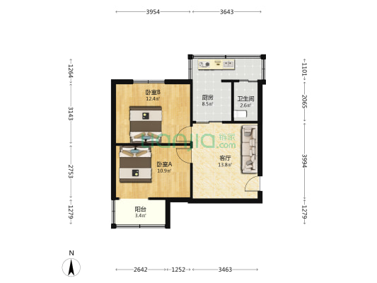 南坝山小区 2室1厅1卫 60平方