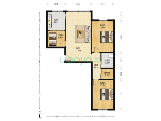 旺角华庭 3室1厅1卫 105平方
