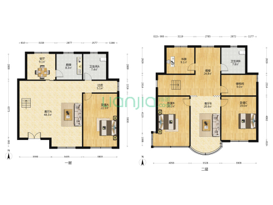 凤凰苑别墅区 4室3厅2卫 241平方