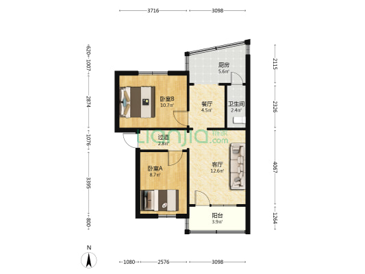 北站西货场小区 2室2厅1卫 50平方