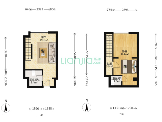 中环滨江大厦 1室1厅2卫 37平方