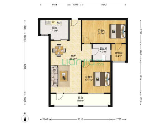 印象泰山 2室1厅1卫 99平方