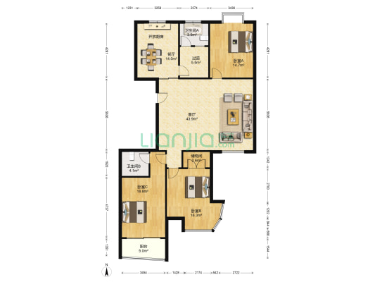 锦绣花园(梁溪区) 3室2厅2卫 165平方