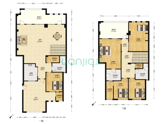 成都后花园二期 5室1厅3卫 245平方